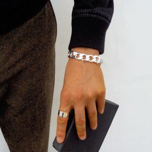 NEW 15mm SOLID 925 Sterling Silver Curb Bracelet, Top Quality Gift for Men ITALY